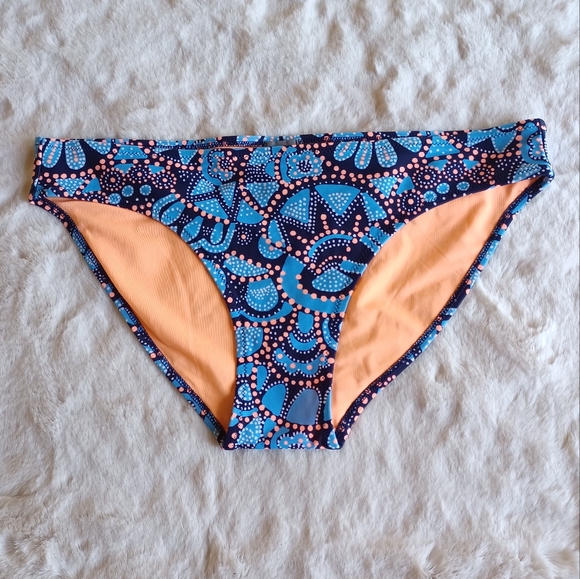 Aerie Bikini Swim Bottoms Medium Blue Orange - Picture 2 of 6